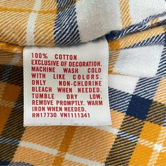 Mossimo Supply Co. Yellow Plaid Flannel Long Sleeve Button Front Shirt Small - Picture 7 of 7